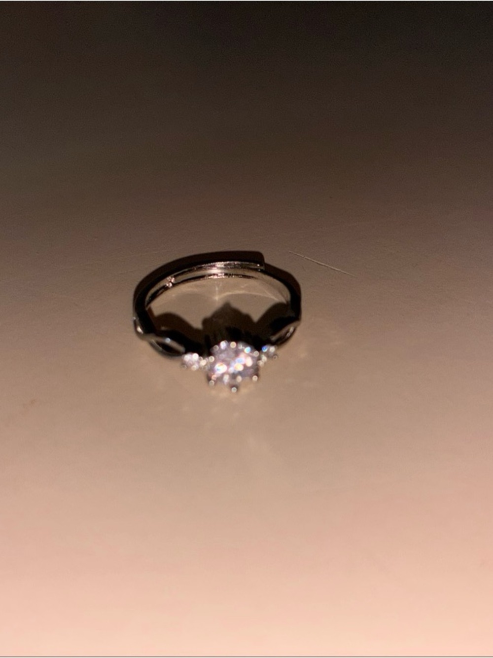 Classic Silver Solitaire Ring with Clear Stone - Women Jewelry